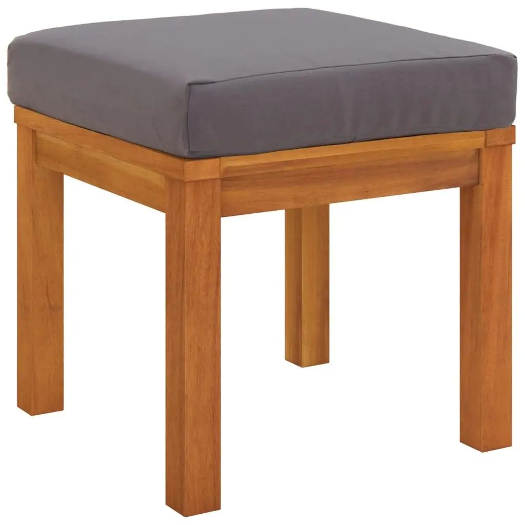Garden Stools Solid Acacia Wood 40 x 40 x 42 cm Grey 2 pcs with Cushions
