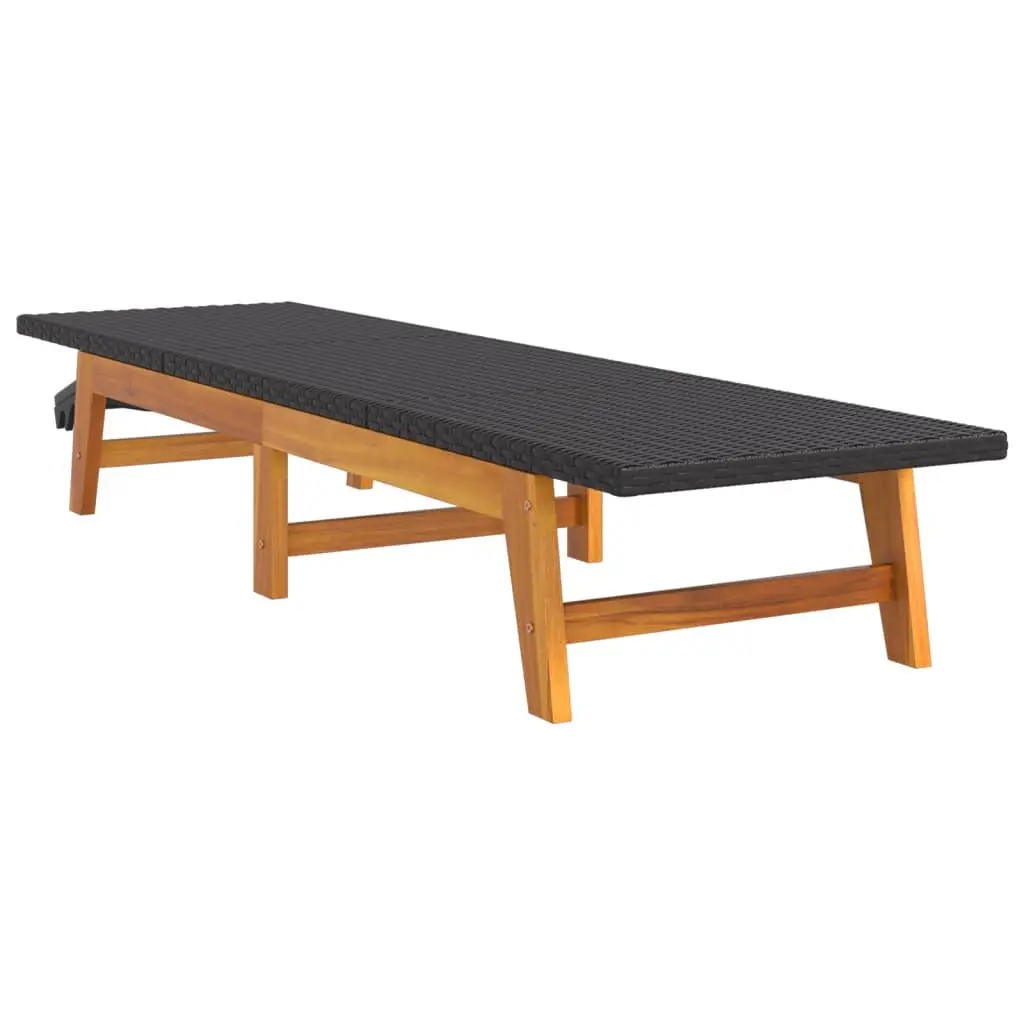 Black Sun Lounger with Side Table for Outdoor Use