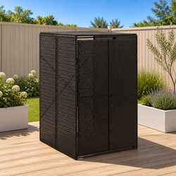 Wheelie Bin Shed Black Garden Waste Container Enclosure Outdoor Storage Box