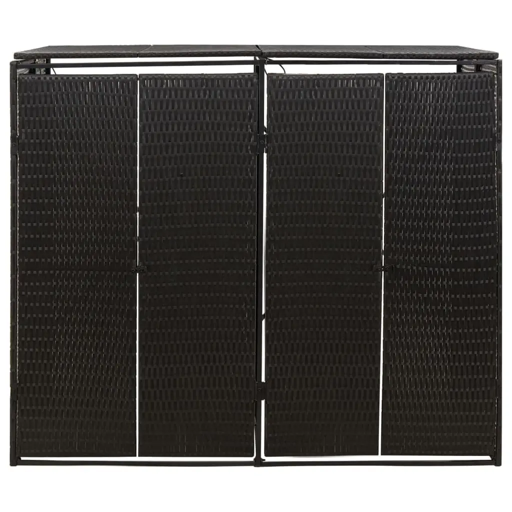 Garden Storage Shed Outdoor Bin Hideaway Black Poly Rattan 140x80x117cm