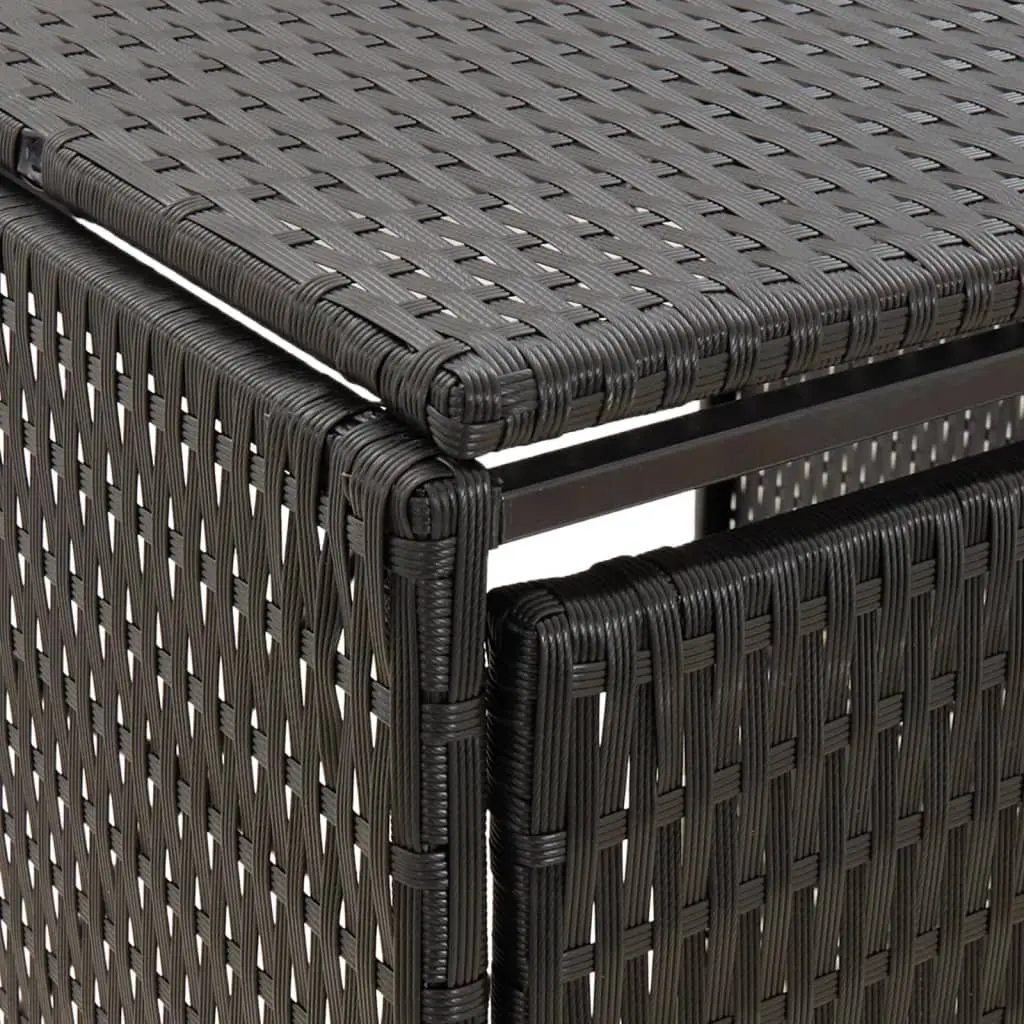 Triple Wheelie Bin Shed Poly Rattan Black 207 x 80 x 117 cm