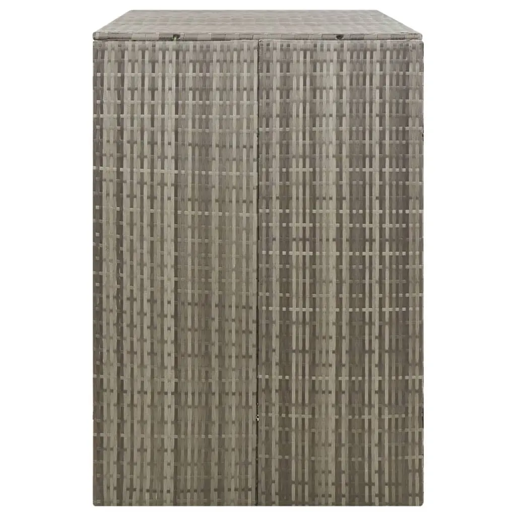 Double Wheelie Bin Enclosure Grey Outdoor Storage Poly Rattan Construction 140x80x117cm
