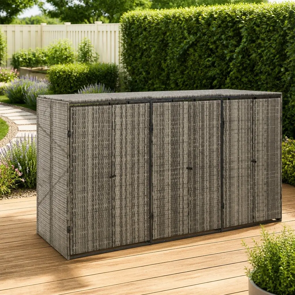 Triple Wheelie Bin Shed for Garden Waste Storage