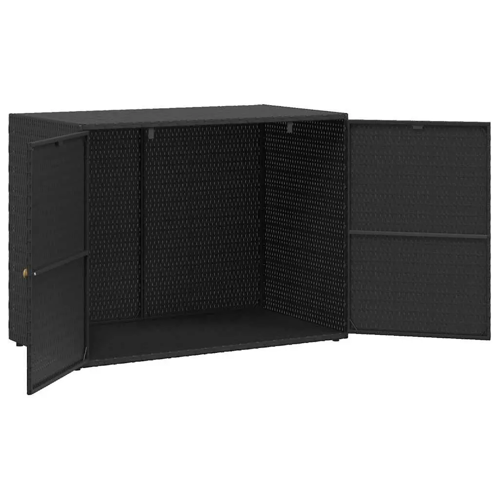 Garden Storage Cabinet Poly Rattan Waterproof Black 100 x 55.5 x 80 cm