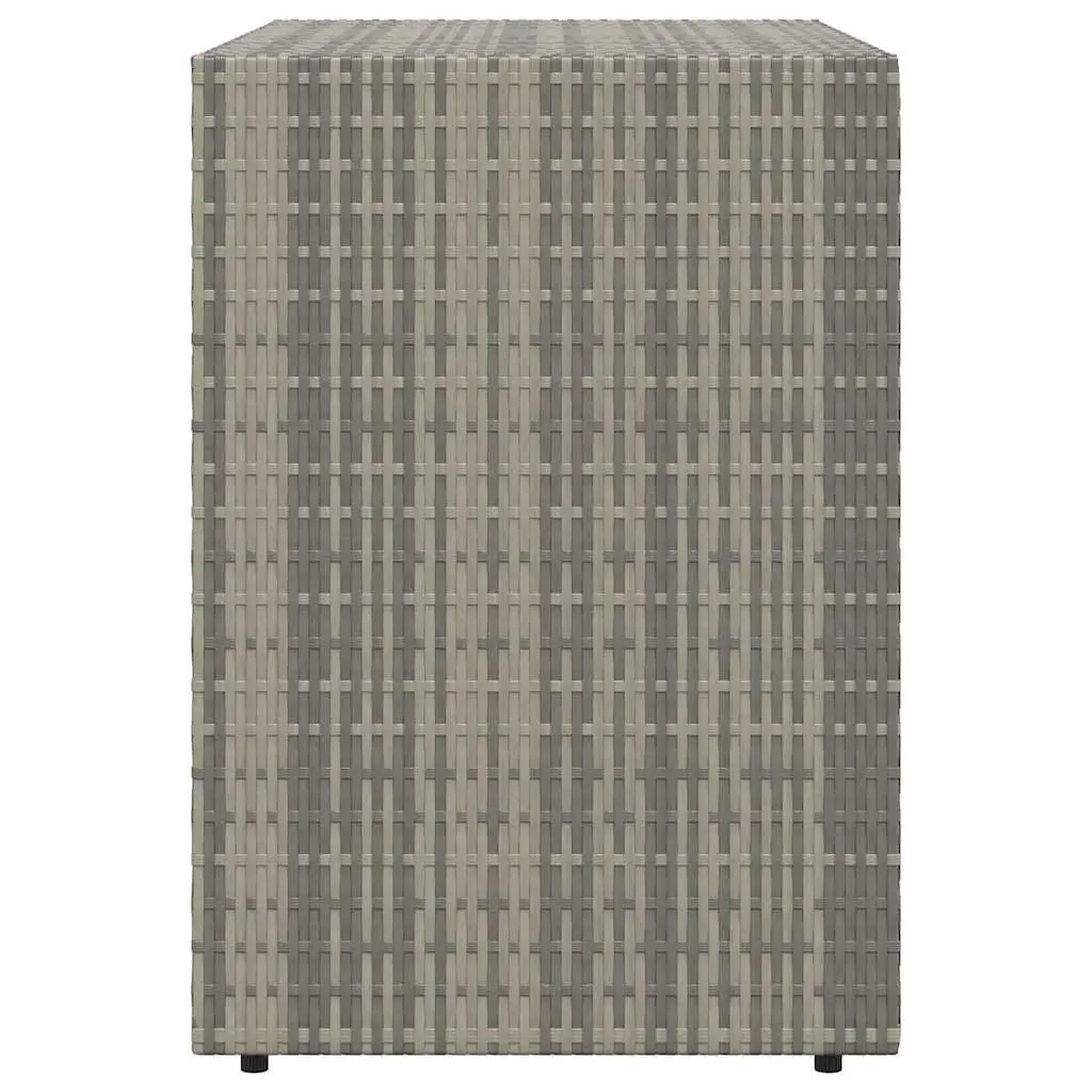 Outdoor Storage Chest Poly Rattan Grey 100x55.5x80cm Garden Cabinet with Powder Coated Steel Frame and Solid Acacia Wood Knobs