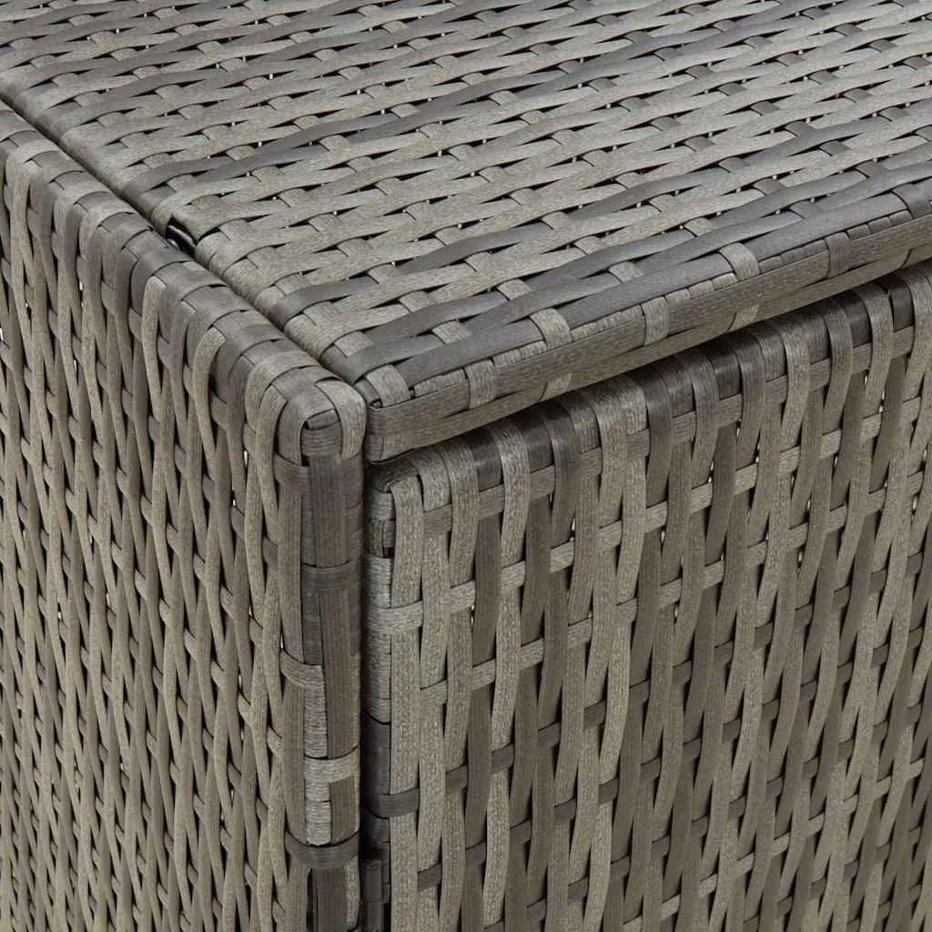 Outdoor Storage Chest Poly Rattan Grey 100x55.5x80cm Garden Cabinet with Powder Coated Steel Frame and Solid Acacia Wood Knobs