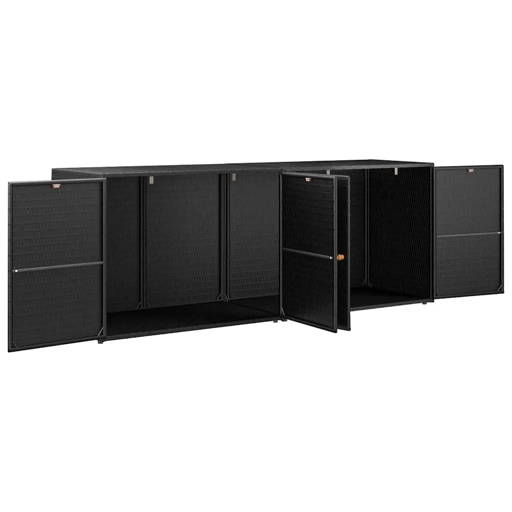 Garden Storage Cabinet Poly Rattan Black Outdoor Furniture 198 x 55.5 x 80 cm