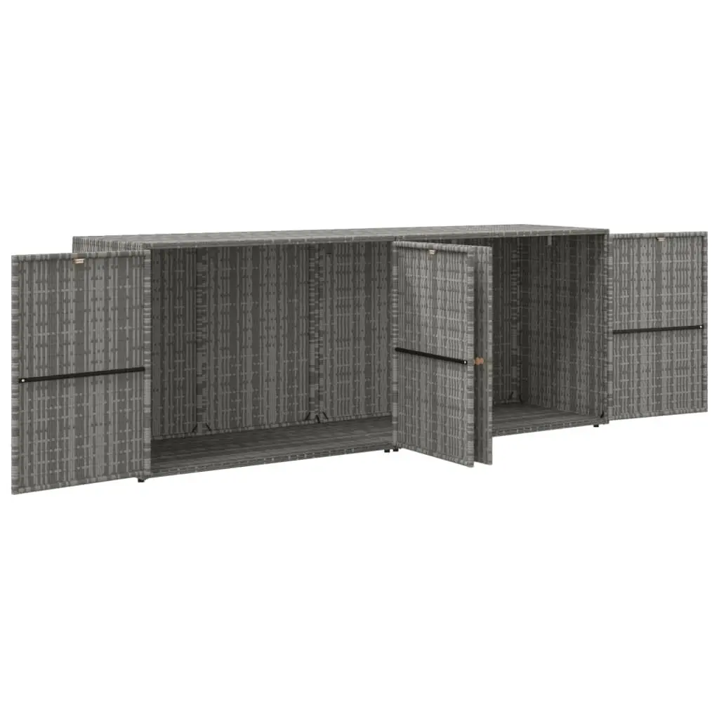 Outdoor Tool Chest Poly Rattan Weatherproof Storage Cabinet Grey 198x55.5x80cm