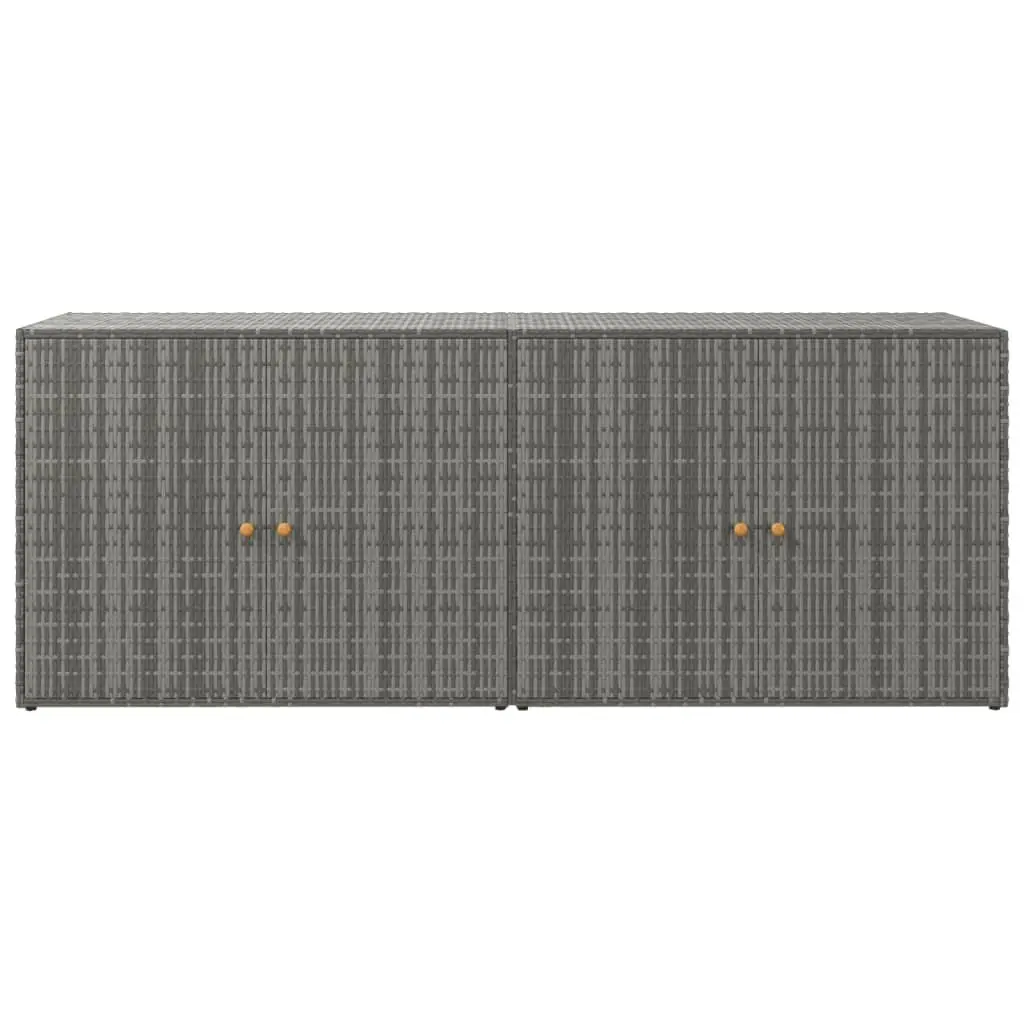 Outdoor Tool Chest Poly Rattan Weatherproof Storage Cabinet Grey 198x55.5x80cm