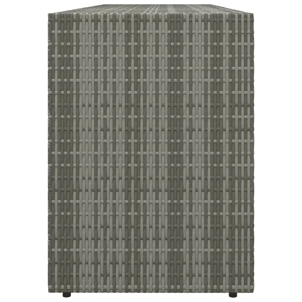 Outdoor Tool Chest Poly Rattan Weatherproof Storage Cabinet Grey 198x55.5x80cm