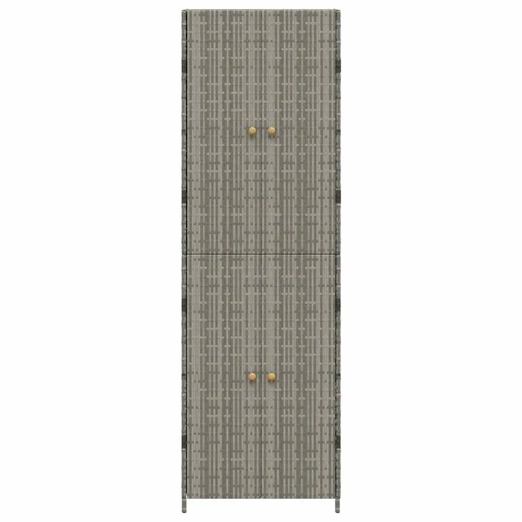 Garden Storage Cabinet Poly Rattan Grey Outdoor Shed 59W x 40D x 180H cm