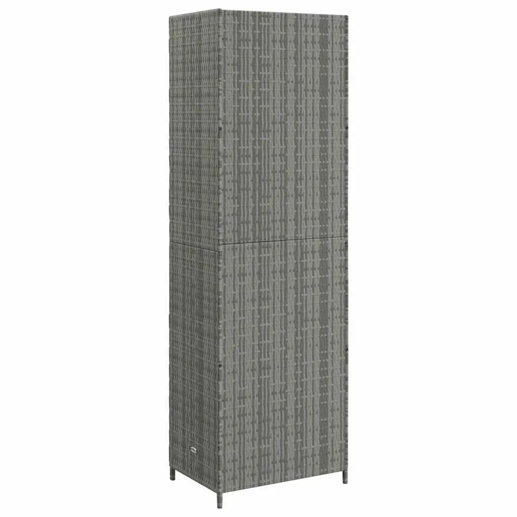 Garden Storage Cabinet Poly Rattan Grey Outdoor Shed 59W x 40D x 180H cm