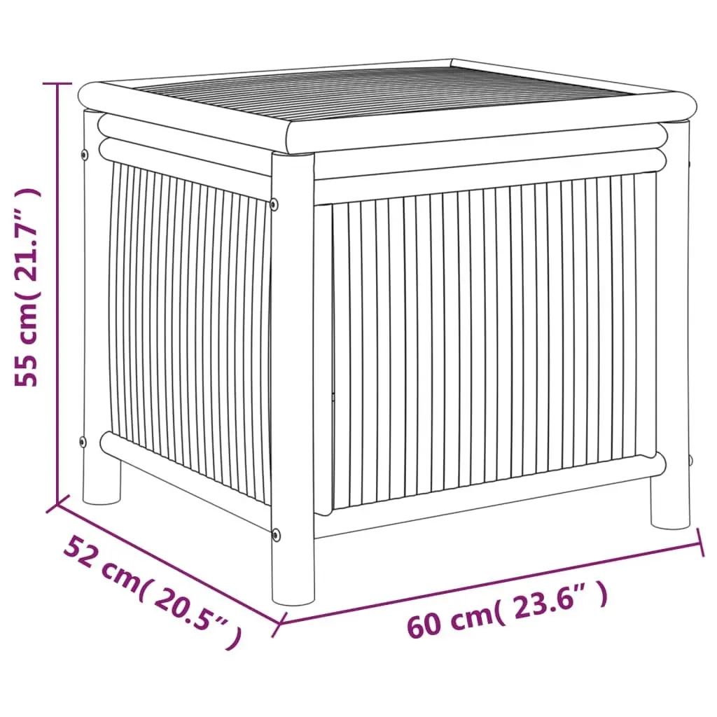 Bamboo Storage Box Outdoor Bench Chest 60x52x55cm Brown Garden Furniture