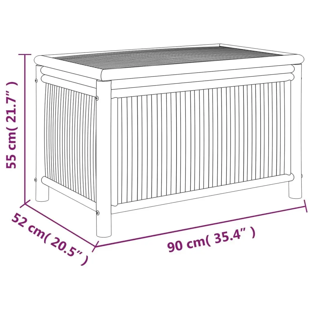 Garden Storage Box Bamboo 90x52x55cm Brown Outdoor Bench Deck Chest