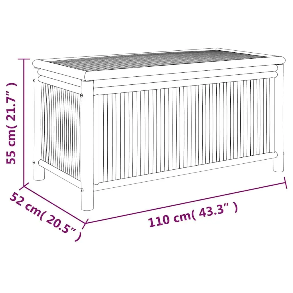 Garden Storage Box Bamboo 110x52x55cm Brown Outdoor Bench Chest