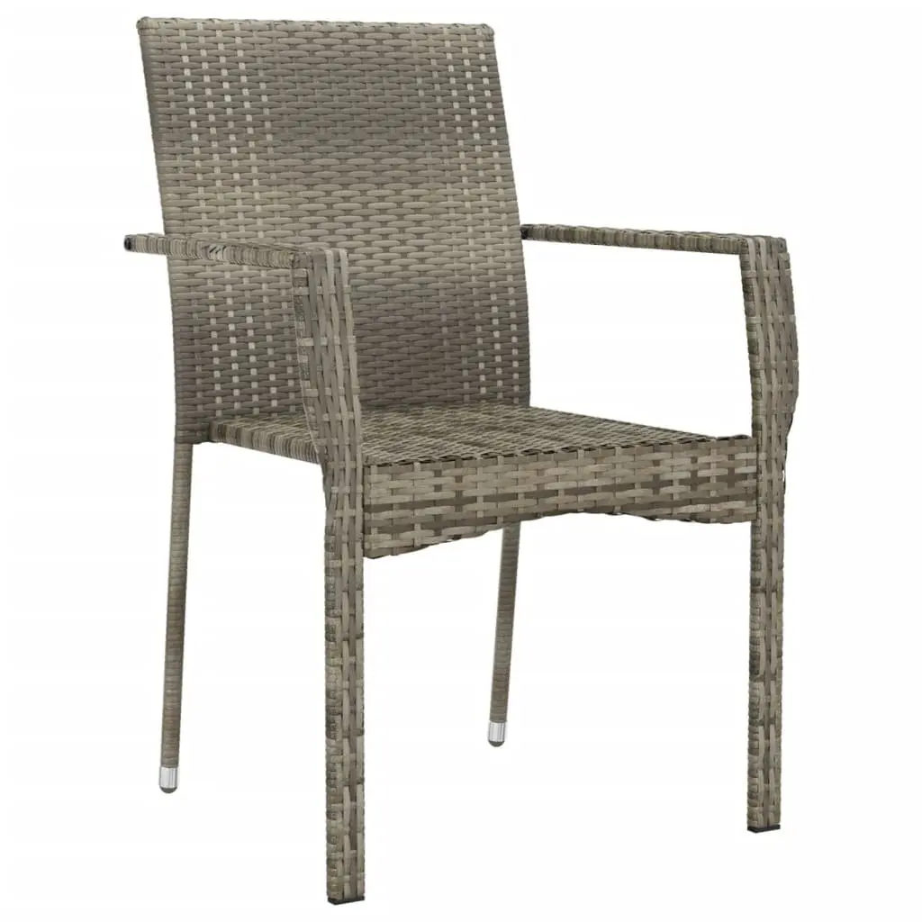 Garden Chairs Set Poly Rattan 4 Pieces Grey with Cushions