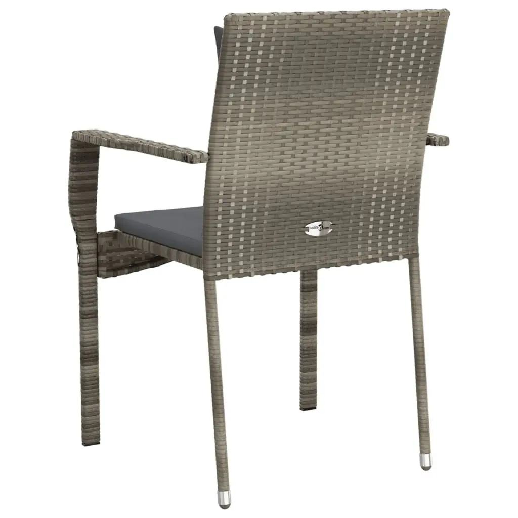 Garden Chairs Set Poly Rattan 4 Pieces Grey with Cushions
