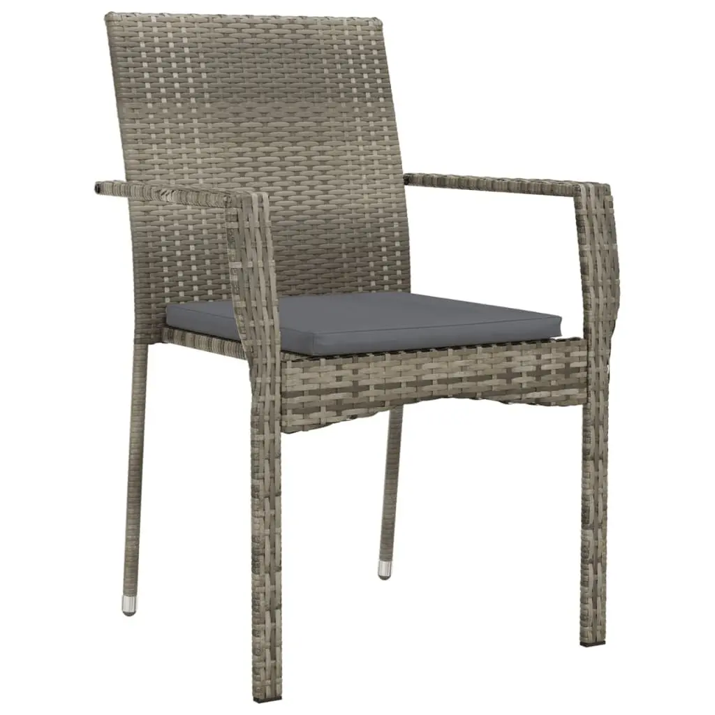 Outdoor Garden Chairs Poly Rattan 2 Piece Grey with Cushions