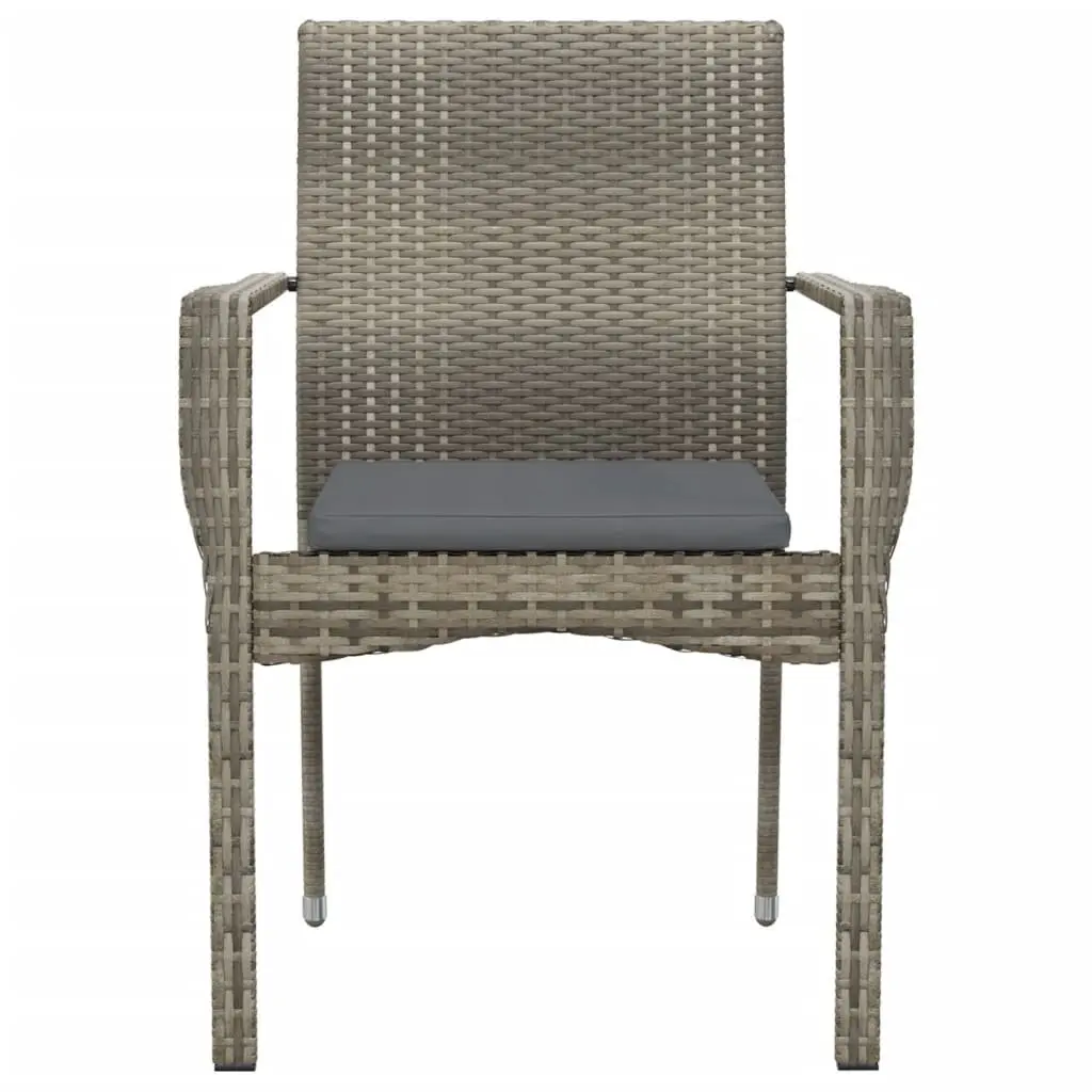 Outdoor Garden Chairs Poly Rattan 2 Piece Grey with Cushions