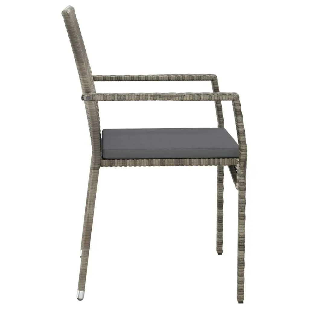 Outdoor Garden Chairs Poly Rattan 2 Piece Grey with Cushions