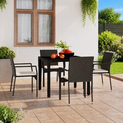 Versatile 4-Piece Black Rattan Chair Set for Outdoors