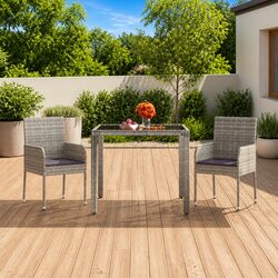 Ideal Garden Seating: Grey Poly Rattan Chairs Set of 2