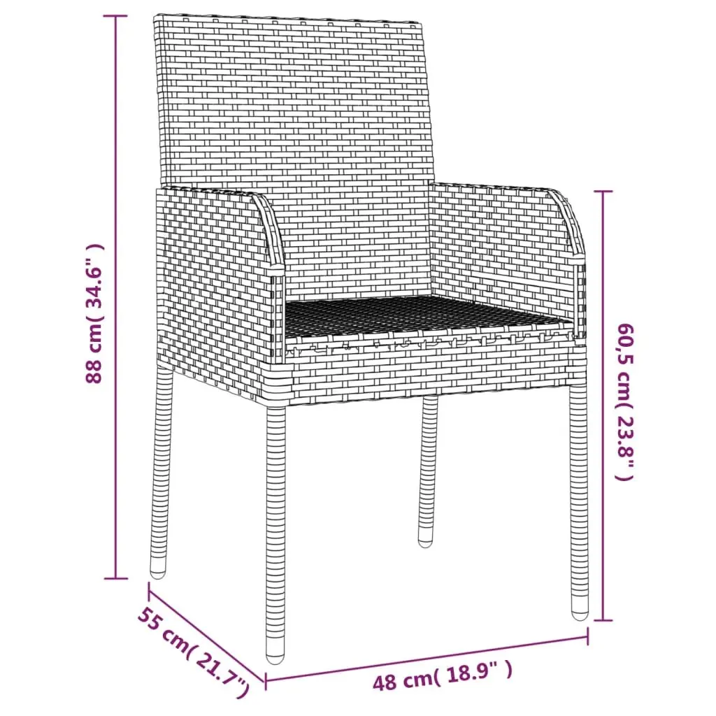 Outdoor Garden Chairs Poly Rattan 4 Piece Set Grey with Cushions