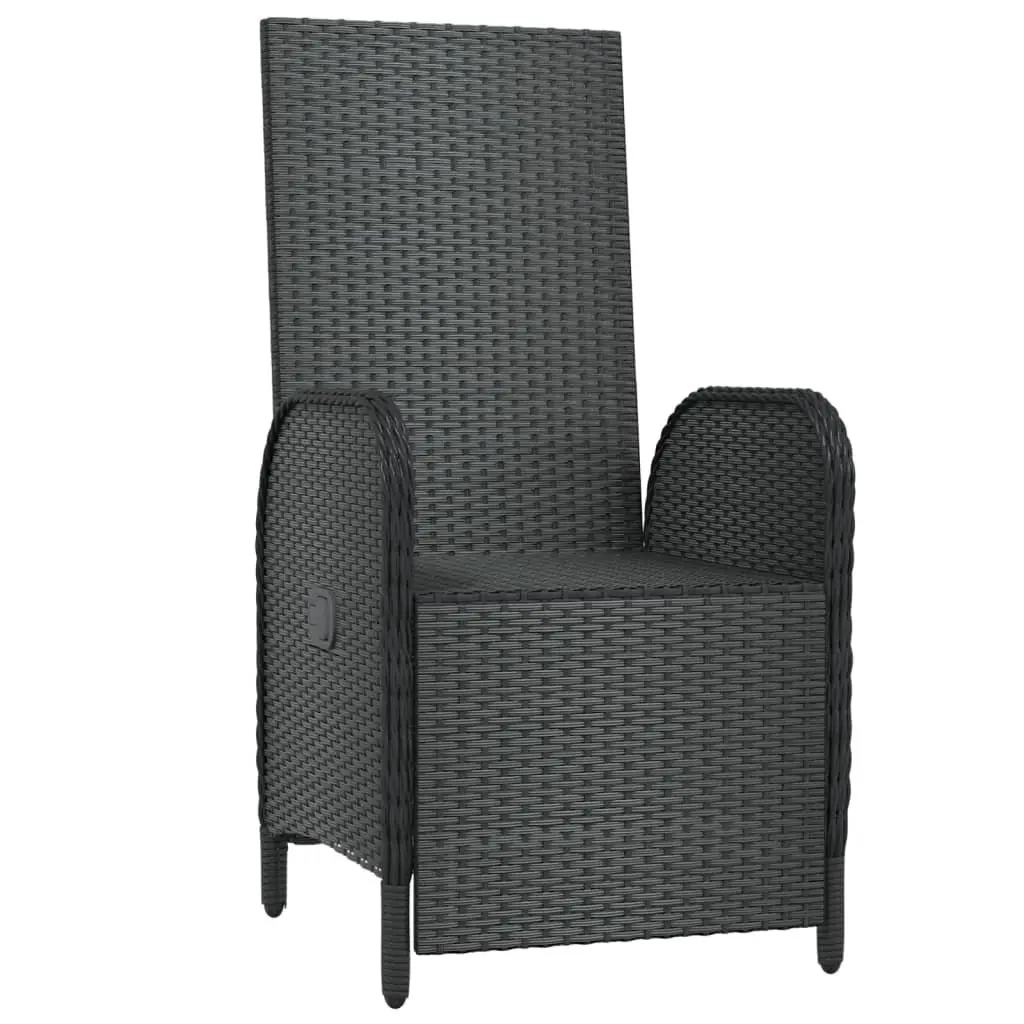 Outdoor Reclining Chairs Poly Rattan Black 2 Piece with Cushions