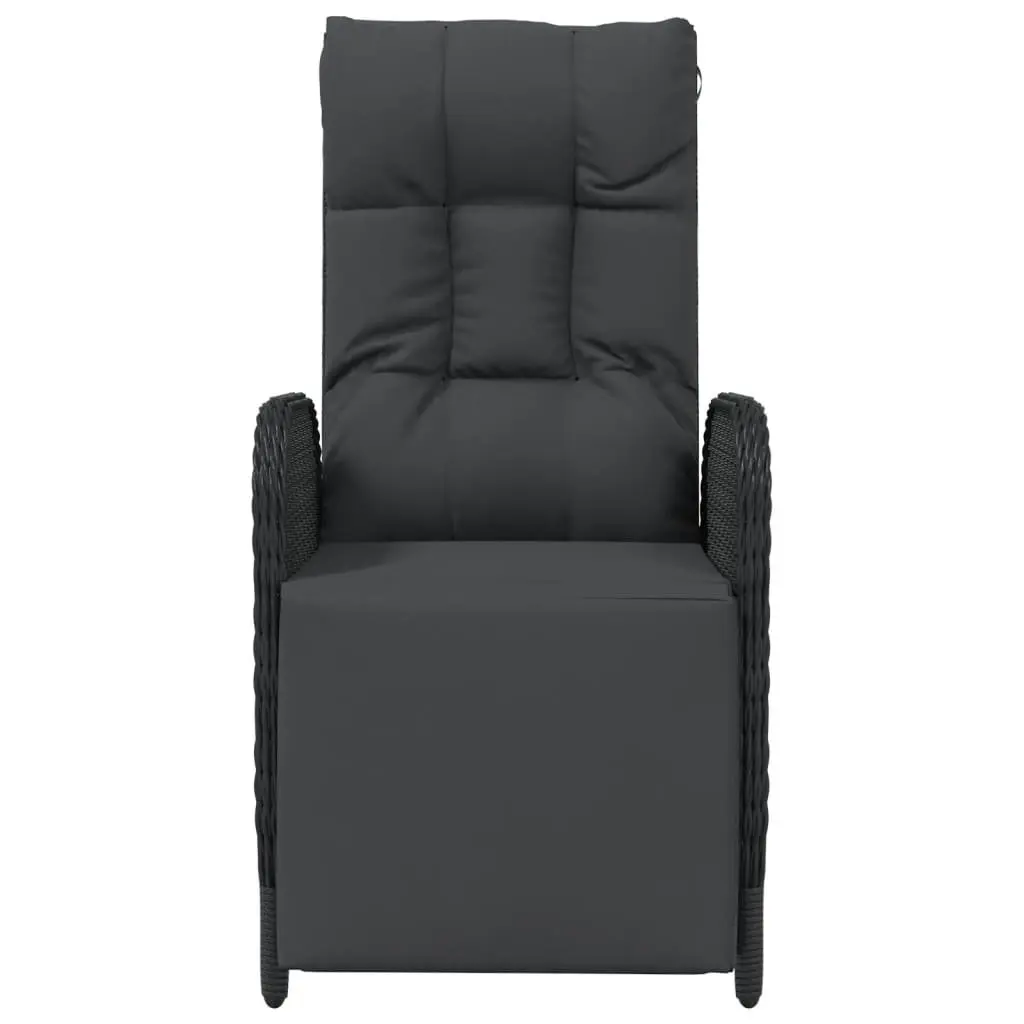 Outdoor Reclining Chairs Poly Rattan Black 2 Piece with Cushions