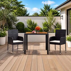 Practical Black Garden Table with Weather-Resistant Top