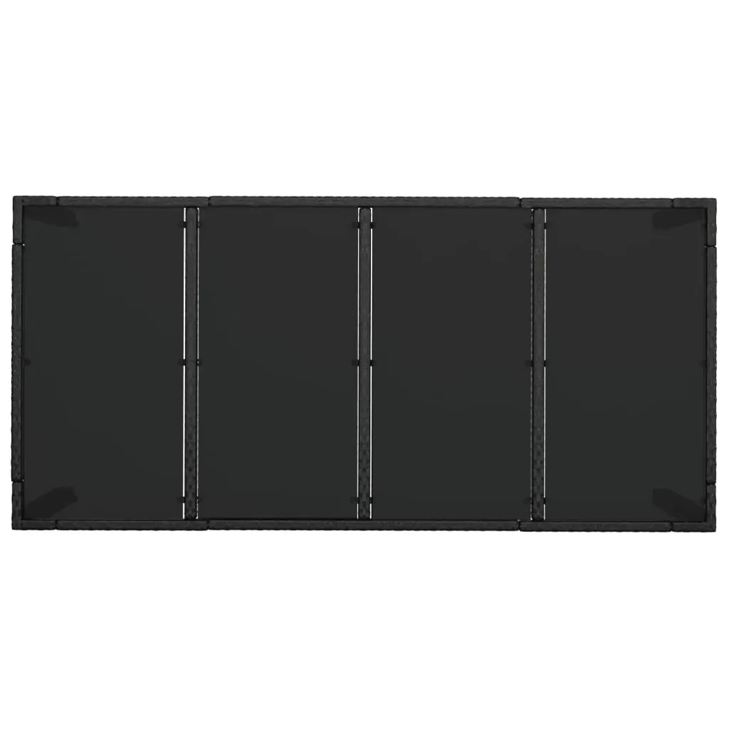 Outdoor Garden Table Glass Top Black Poly Rattan Patio Furniture Dining 190x90cm