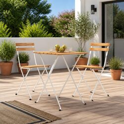 Folding Bistro Chairs 2 pcs Outdoor Garden Seating Wood Steel Foldable