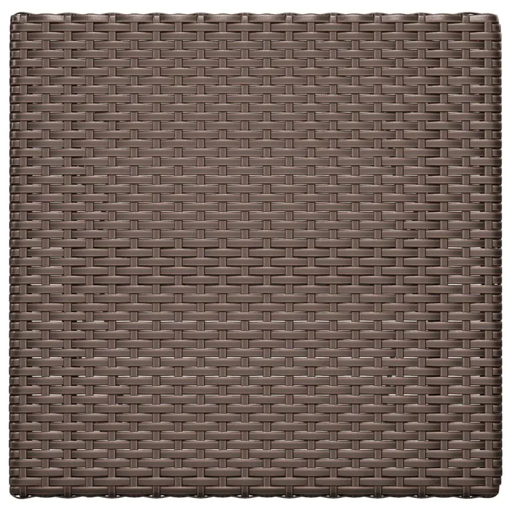 Folding Bistro Table Poly Rattan Steel Brown Outdoor Garden Patio