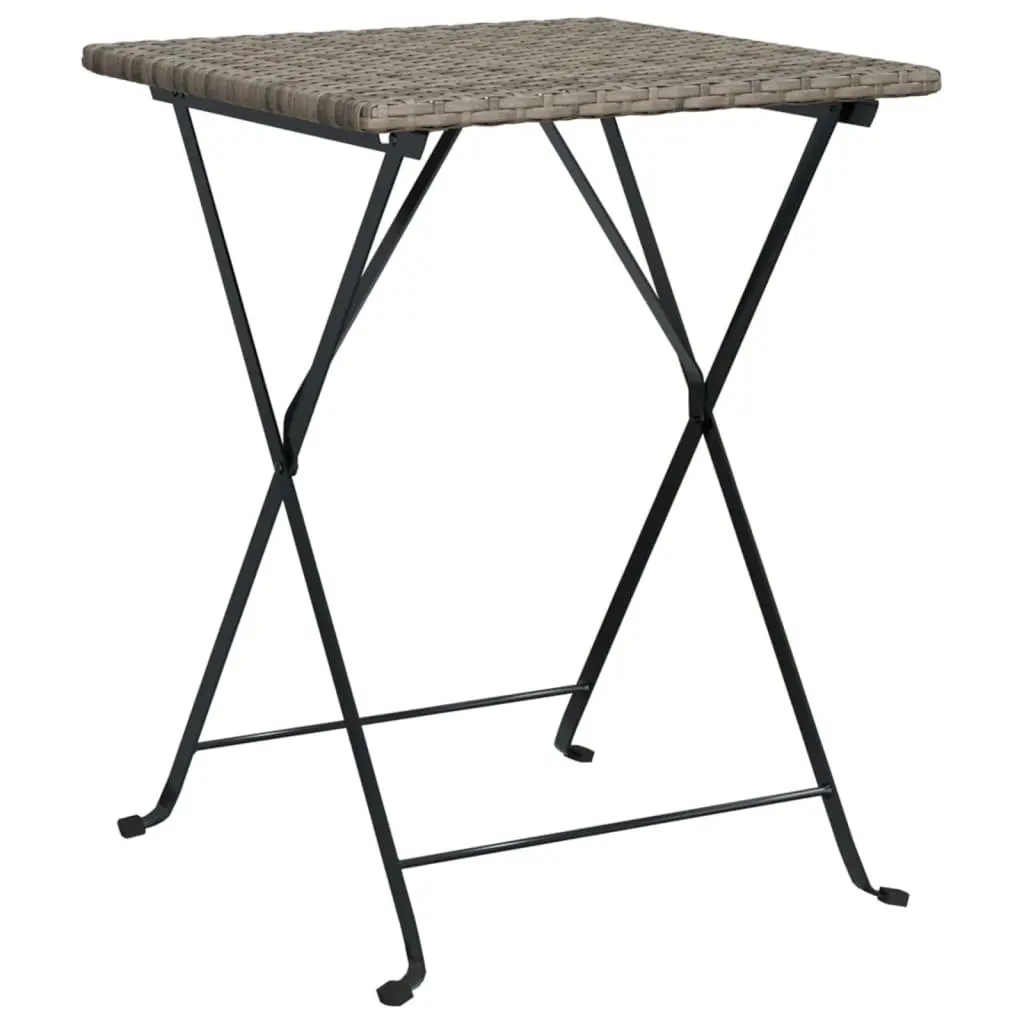 Folding Bistro Table Poly Rattan Steel Frame Grey 55 x 54 x 71 cm