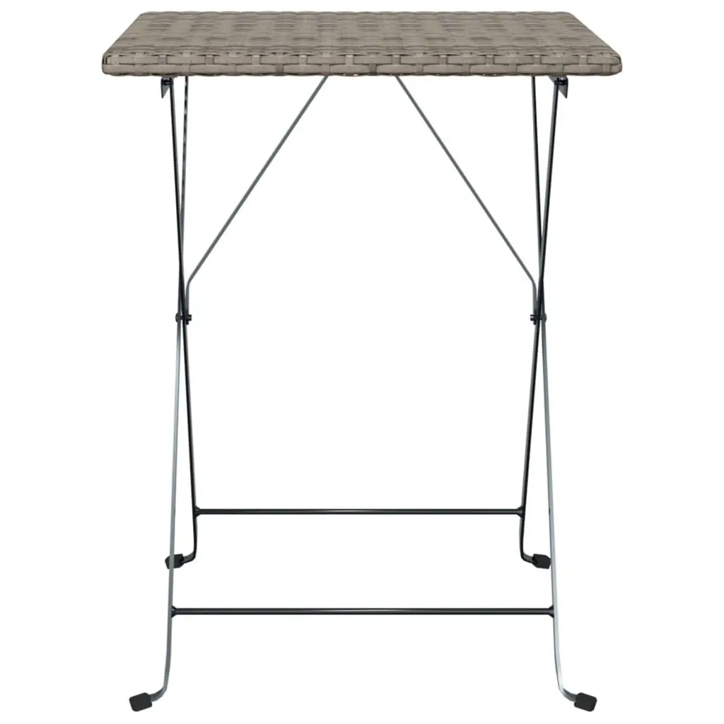 Folding Bistro Table Poly Rattan Steel Frame Grey 55 x 54 x 71 cm