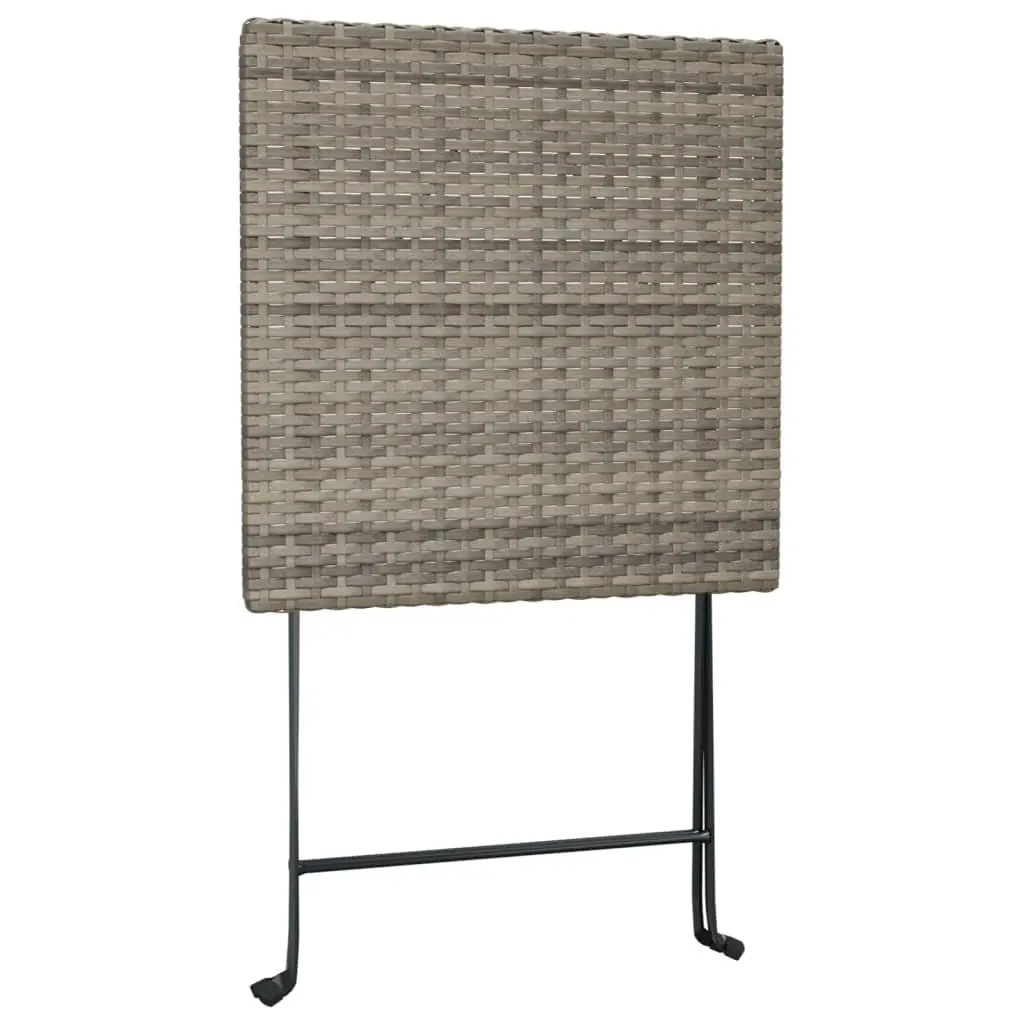 Folding Bistro Table Poly Rattan Steel Frame Grey 55 x 54 x 71 cm