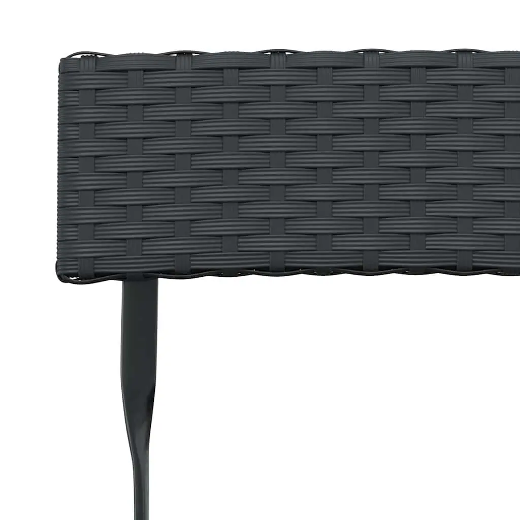 Outdoor Bistro Chair Set Black Poly Rattan Steel Frame Foldable 2 Pieces