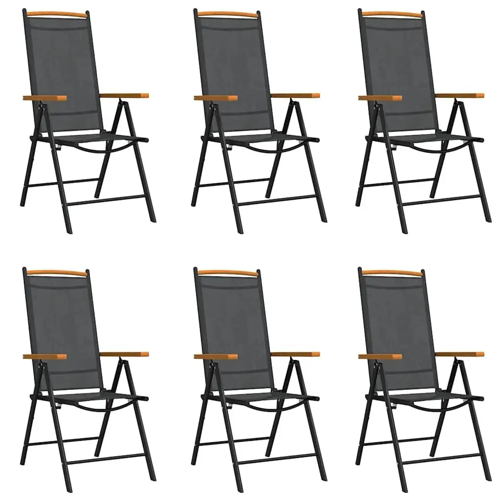 7 Piece Garden Dining Set Aluminium Frame WPC Table Textilene Chairs Black