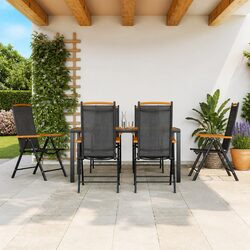 Practical 7 Piece Black Dining Set for Outdoor Use