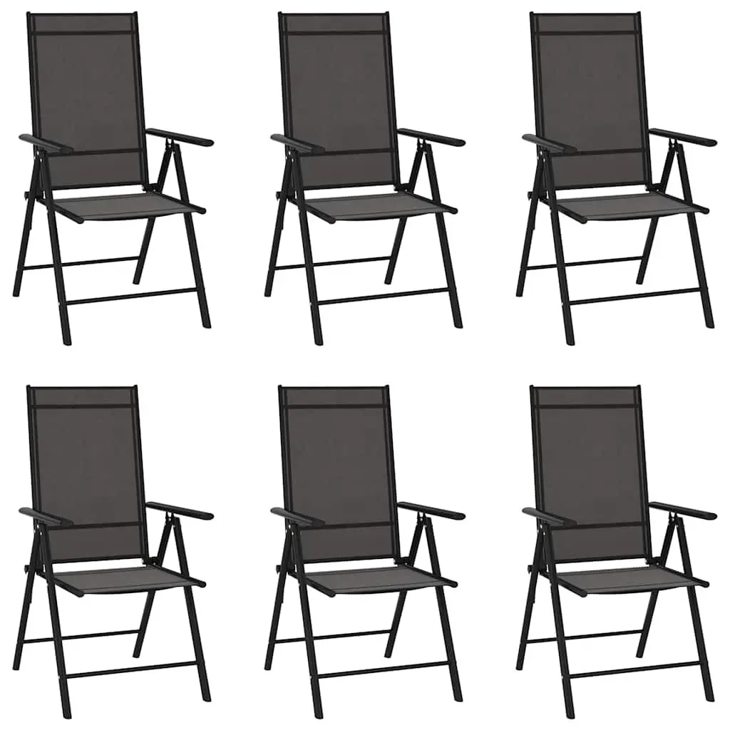 7 Piece Garden Dining Set Powder-coated Aluminium WPC Table Black Textilene Chairs