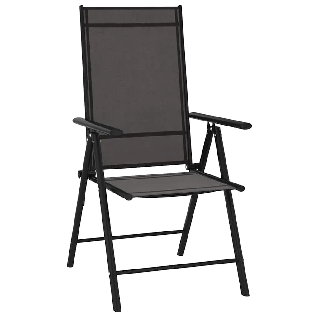 7 Piece Garden Dining Set Powder-coated Aluminium WPC Table Black Textilene Chairs