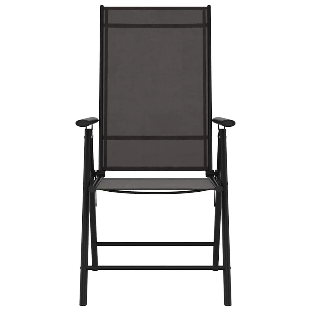 7 Piece Garden Dining Set Powder-coated Aluminium WPC Table Black Textilene Chairs