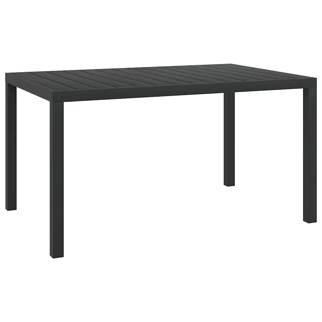 7 Piece Garden Dining Set Powder-coated Aluminium WPC Table Black Textilene Chairs