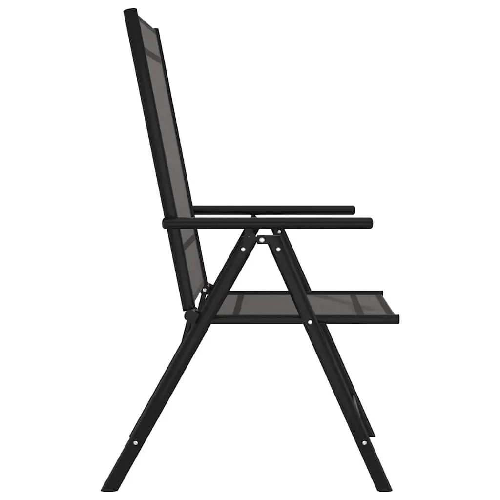 7 Piece Garden Dining Set Powder-coated Aluminium WPC Table Black Textilene Chairs