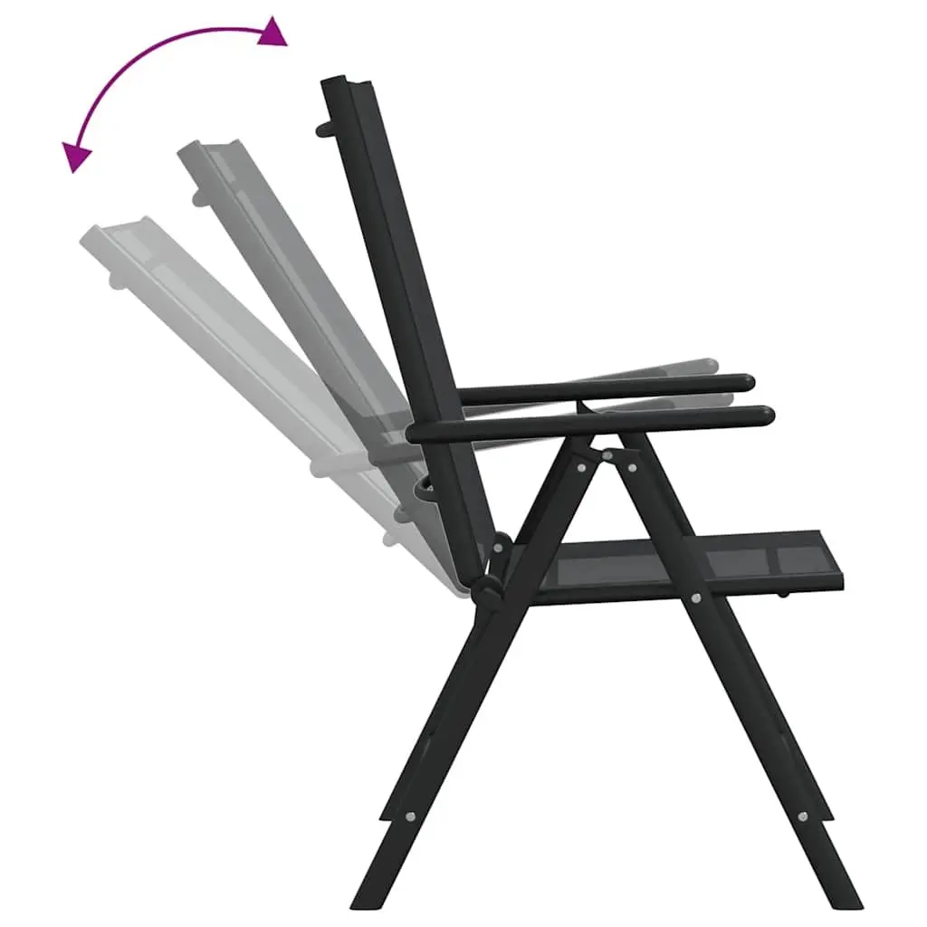 7 Piece Garden Dining Set Powder-coated Aluminium WPC Table Black Textilene Chairs