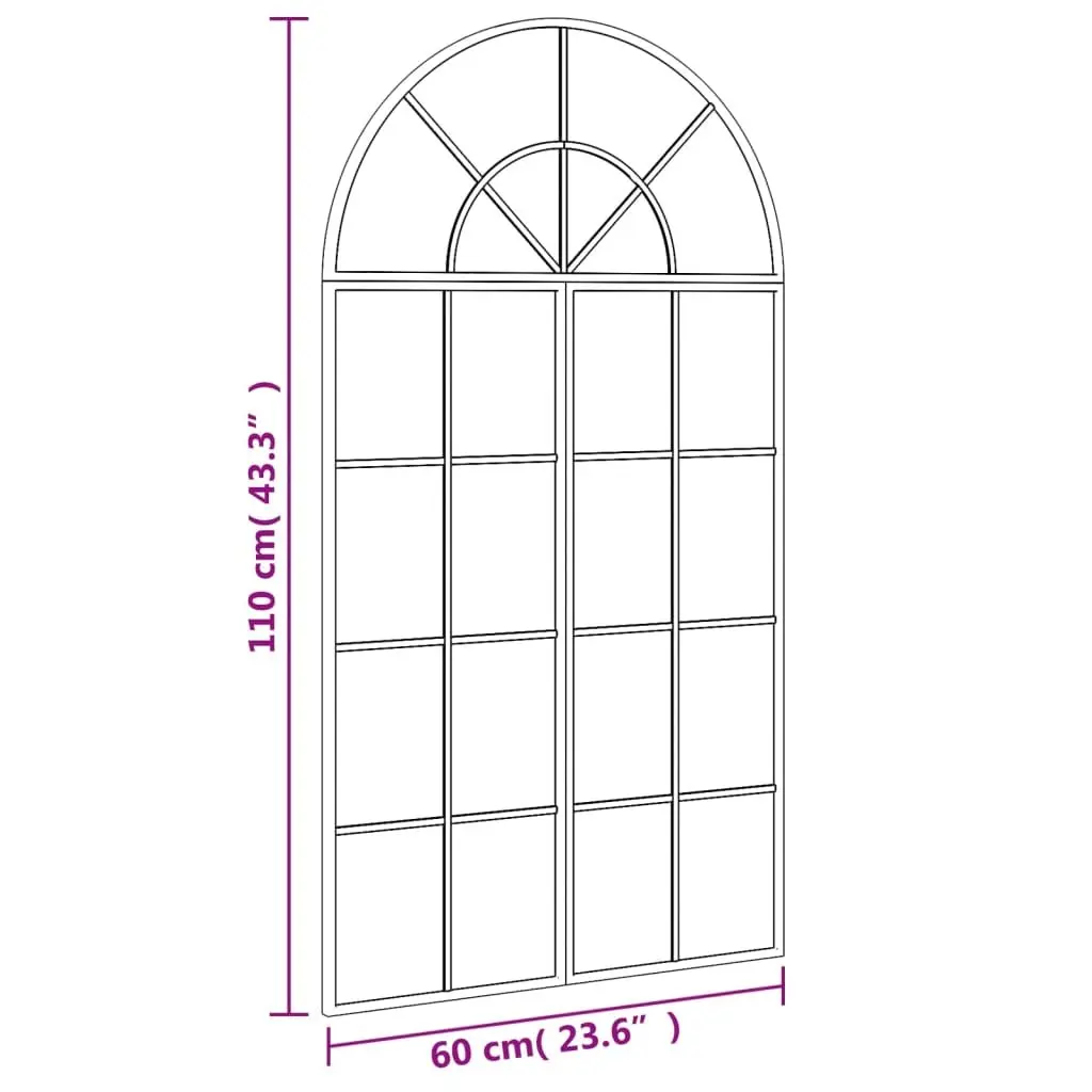 Arch Wall Mirror Iron Frame 60x110 cm Black Minimalist Home Decor Hanging