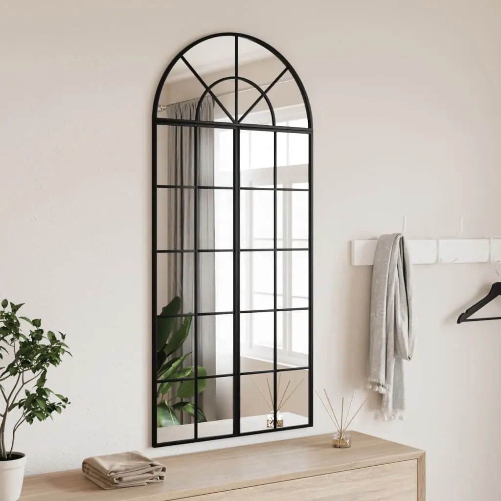 Wall Mirror Black Arch Iron Frame 60x130 cm Minimalist Home Decor Bedroom