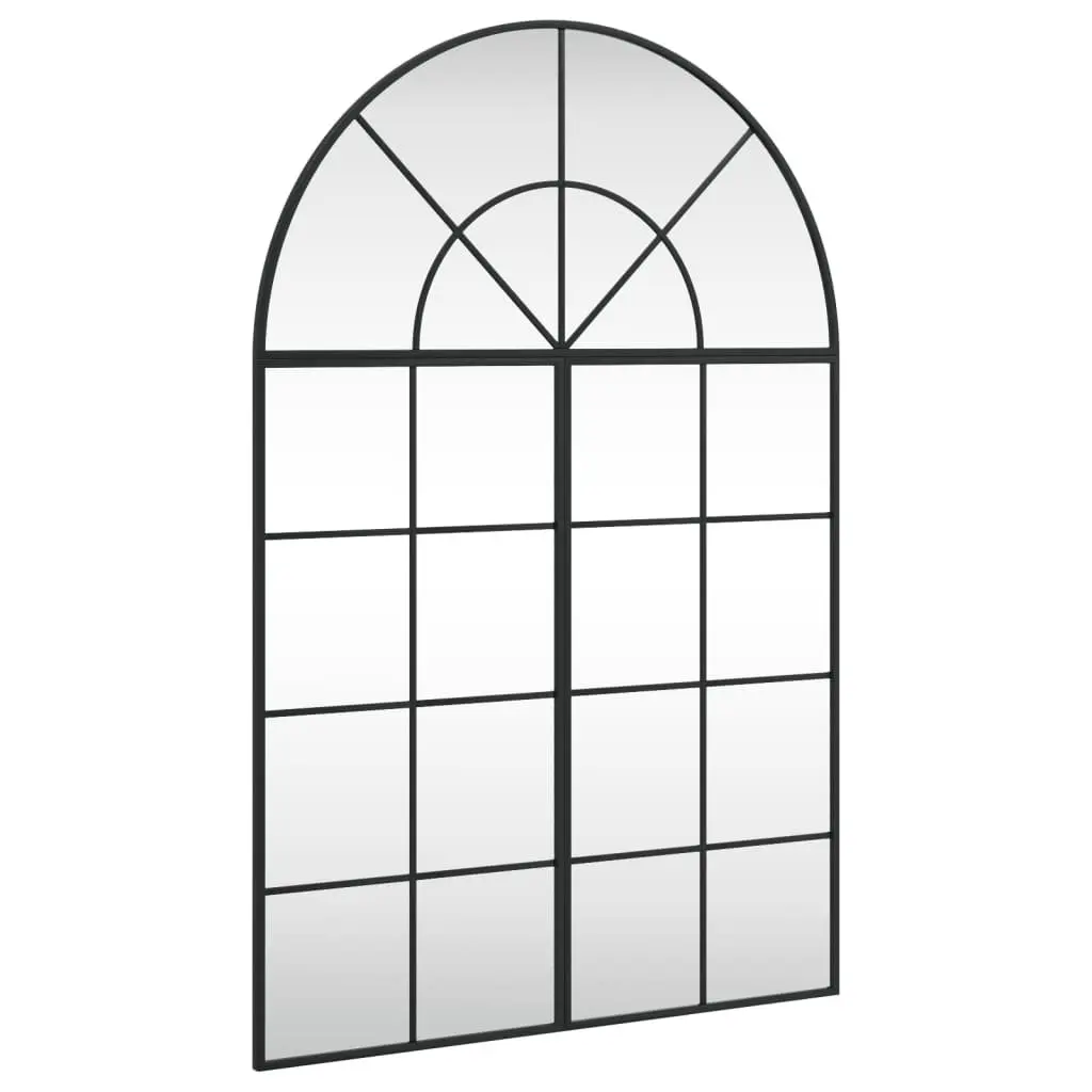 Arch Wall Mirror Powder-Coated Iron Frame 80x120 cm Black Glass Decor