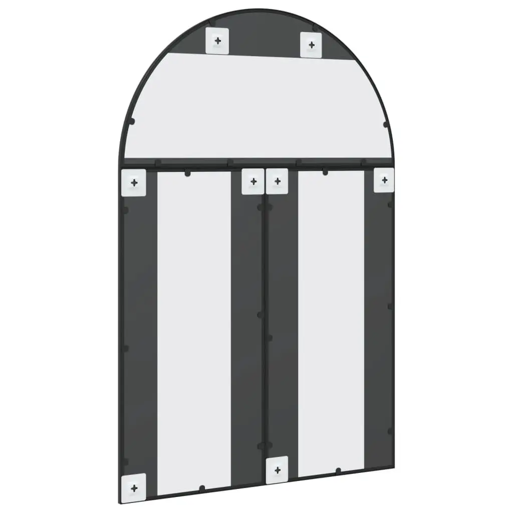 Arch Wall Mirror Powder-Coated Iron Frame 80x120 cm Black Glass Decor