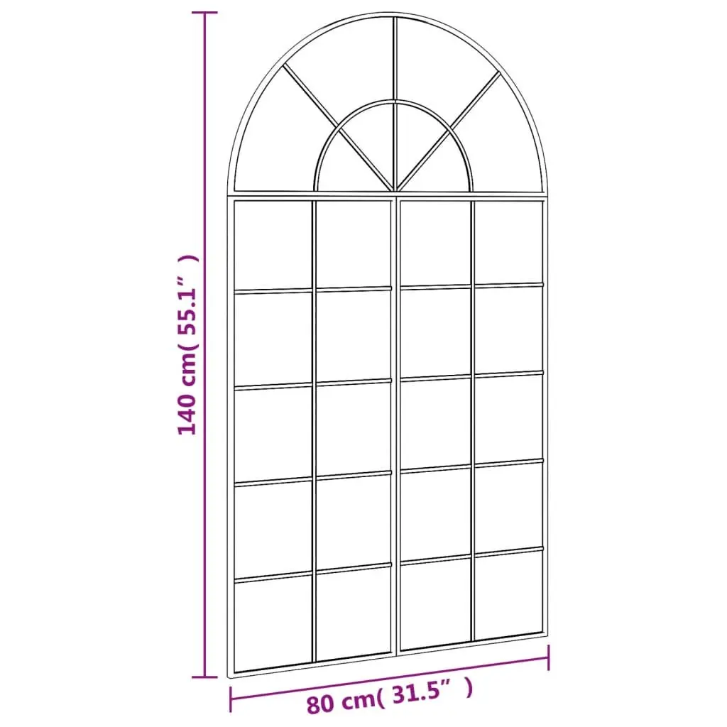 Wall Mirror Arch Black 80x140 cm Iron Frame Glass Decor Bedroom Hallway Living